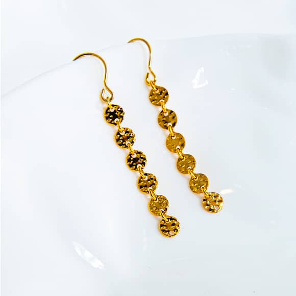 A DAMN AVE Collection: 14K Gold Filled Dotted Long Earrings