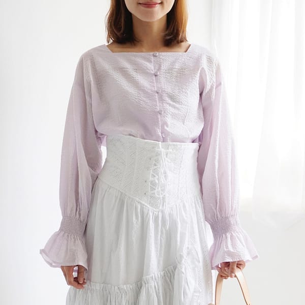 Japanese Texture Cotton Button-up Blouse