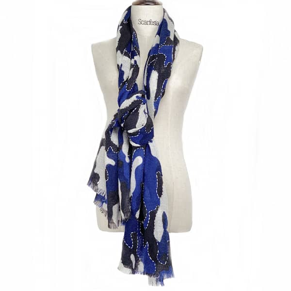 'camoflage' print+emb scarf