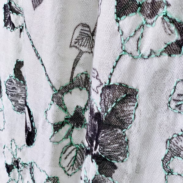 'mono garden' print+emb scarf