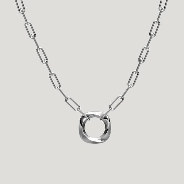 Squircle Pendant With Paperclip Chain